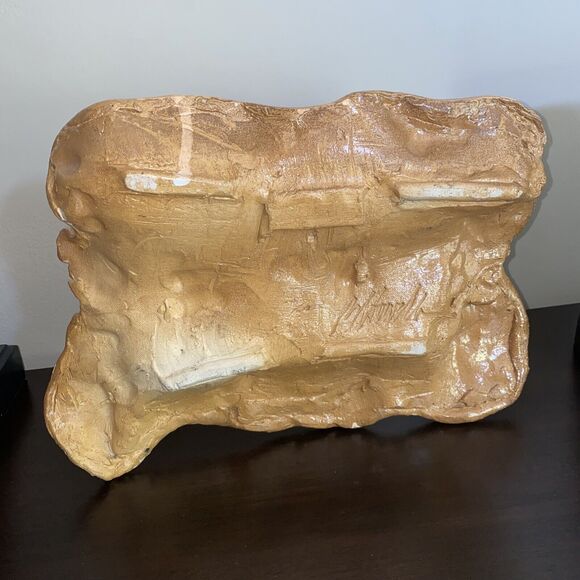 Handmade Pottery Plate With 3-D Pigs Running Through Wheat Field Glazed Signed - Picture 12 of 16